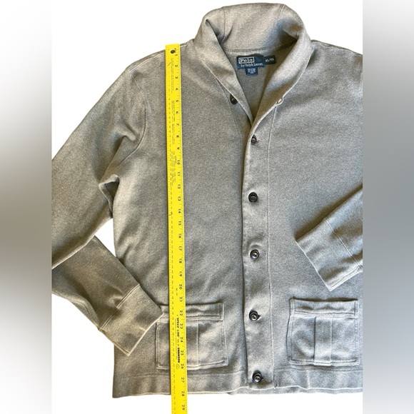 Polo Ralph Lauren Shawl Collar Grandpa Sweater Gray Button Up Men’s XL - Picture 9 of 10